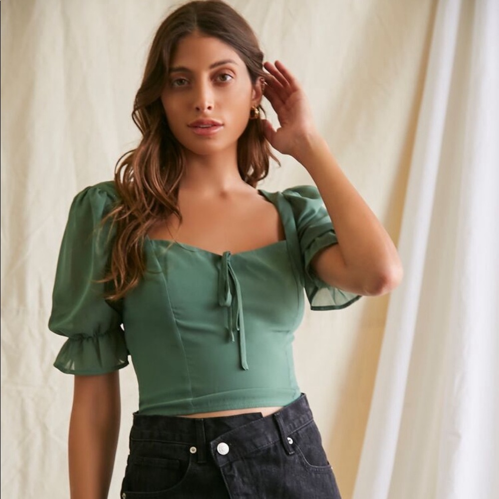 Forever 21 | Ruffle Trim Smocked Top | Black